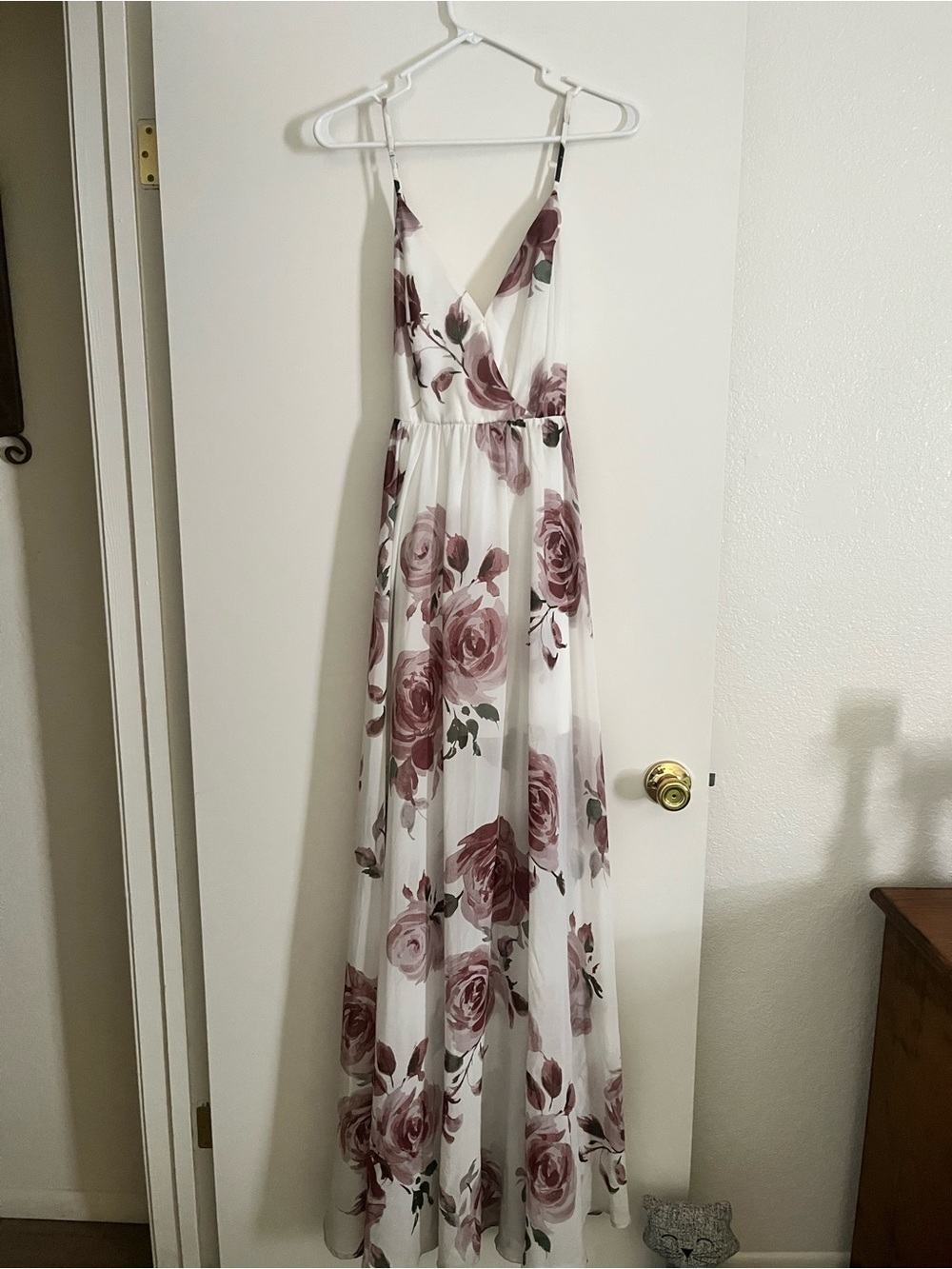 Windsor White Maxi Dress with Rose Floral Print